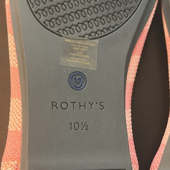 Rothy's The Flat Pink Macaron Big Stripe Flats Shoes Collector's Edition Sz 10.5 - Picture 9 of 11
